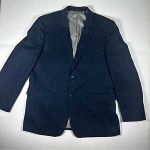 Stacy Adams Navy Blue 3pc Suit Jacket Vest Pants 38R Business Formal LIKE NEW